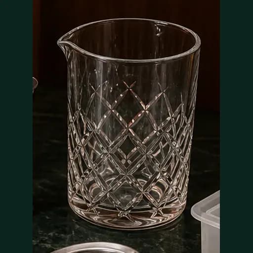 Cut-glass mixing vessel with a pouring lip