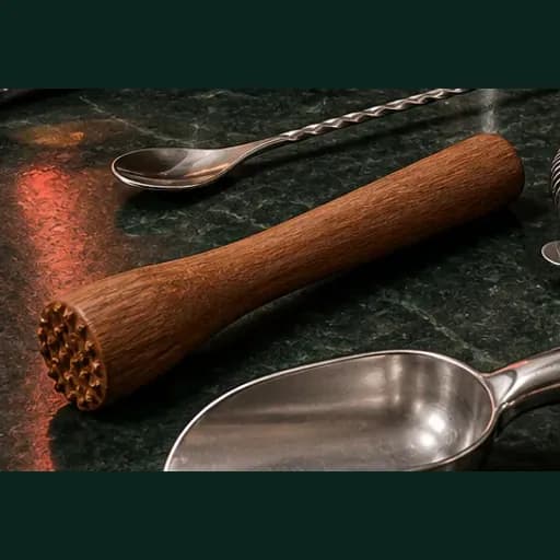 Flat-ended wooden cocktail muddler