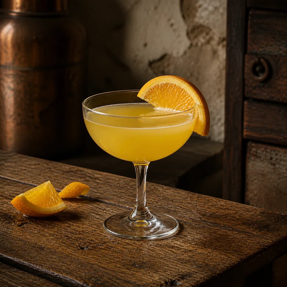 Olympic in a clear shallow coupe styled in an intimate cellar salon with limewashed masonry, old oak and tarnished copper.